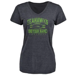 Custom Women's Seattle Seahawks Custom Flanker Tri-Blend T-Shirt - Navy