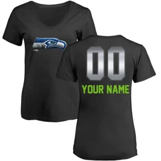 Custom Women's Seattle Seahawks Custom Midnight Mascot T-Shirt - Black