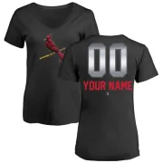 Custom Women's St. Louis Cardinals Custom Midnight Mascot V-Neck T-Shirt - Black