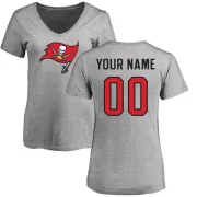 Custom Women's Tampa Bay Buccaneers Custom Name & Number Logo Slim Fit T-Shirt - Ash