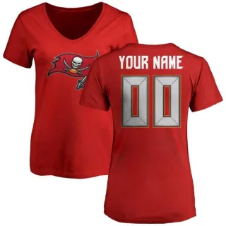 Custom Women's Tampa Bay Buccaneers Name & Number Logo Custom Slim Fit T-Shirt - Red