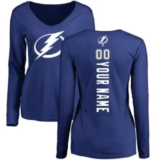 Custom Women's Tampa Bay Lightning Custom Backer V-Neck Long-Sleeve T-Shirt - Royal