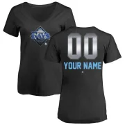 Custom Women's Tampa Bay Rays Custom Midnight Mascot V-Neck T-Shirt - Black