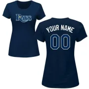 Custom Women's Tampa Bay Rays Custom Name & Number T-Shirt - Navy