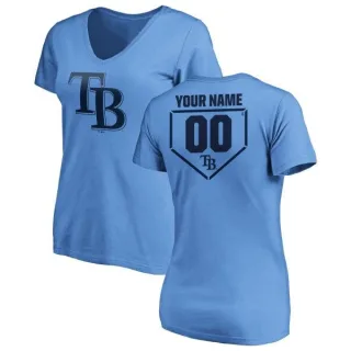 Custom Women's Tampa Bay Rays Custom RBI Slim Fit V-Neck T-Shirt - Light Blue