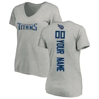 Custom Women's Tennessee Titans Custom Backer V-Neck T-Shirt - Ash