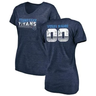 Custom Women's Tennessee Titans Custom Retro Tri-Blend V-Neck T-Shirt - Navy