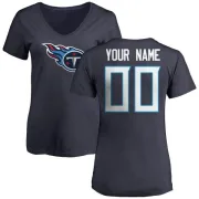 Custom Women's Tennessee Titans Name & Number Logo Custom Slim Fit T-Shirt - Navy