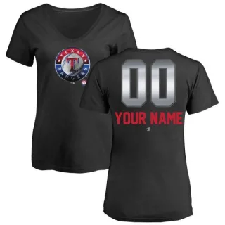 Custom Women's Texas Rangers Custom Midnight Mascot V-Neck T-Shirt - Black