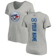 Custom Women's Toronto Blue Jays Custom Backer Slim Fit T-Shirt - Ash