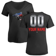 Custom Women's Toronto Blue Jays Custom Midnight Mascot V-Neck T-Shirt - Black