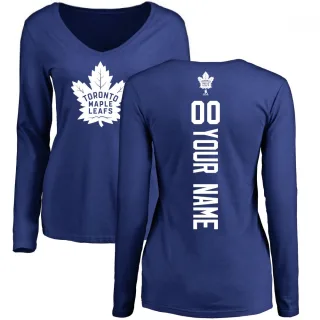 Custom Women's Toronto Maple Leafs Custom Backer V-Neck Long-Sleeve T-Shirt - Royal