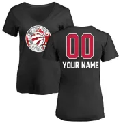 Custom Women's Toronto Raptors Black Custom Name and Number Banner Wave V-Neck T-Shirt