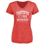 Custom Women's Toronto Raptors Red Custom Baseline Tri-Blend T-Shirt