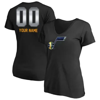 Custom Women's Utah Jazz Black Custom Midnight Mascot T-Shirt