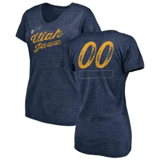 Custom Women's Utah Jazz Navy Custom Sideline Tri-Blend V-Neck T-Shirt