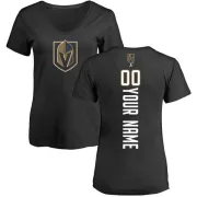 Custom Women's Vegas Golden Knights Custom Backer Slim Fit V-Neck T-Shirt - Black