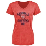 Custom Women's Washington Nationals Custom Base Runner Tri-Blend T-Shirt - Red