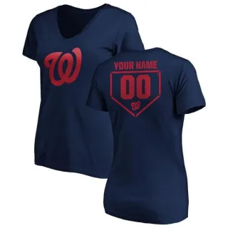 Custom Women's Washington Nationals Custom RBI Slim Fit V-Neck T-Shirt - Navy