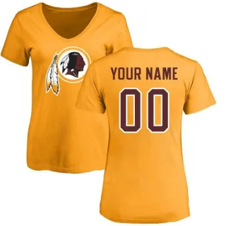 Custom Women's Washington Redskins Custom Name & Number Logo Slim Fit T-Shirt - Gold