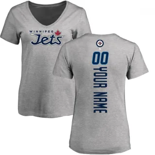 Custom Women's Winnipeg Jets Custom Backer T-Shirt - Ash