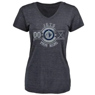 Custom Women's Winnipeg Jets Custom Insignia Tri-Blend T-Shirt - Navy