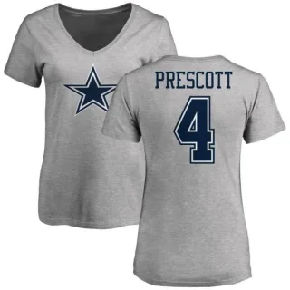 Dak Prescott Women's Dallas Cowboys Name & Number Logo T-Shirt - Ash