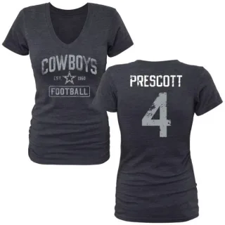 Dak Prescott Women's Dallas Cowboys Name & Number Tri-Blend T-Shirt - Navy