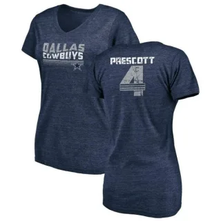 Dak Prescott Women's Dallas Cowboys Retro Tri-Blend V-Neck T-Shirt - Navy