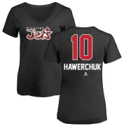 Dale Hawerchuk Women's Winnipeg Jets Name and Number Banner Wave V-Neck T-Shirt - Black