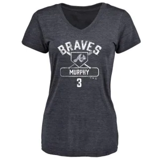 Dale Murphy Women's Atlanta Braves Base Runner Tri-Blend T-Shirt - Navy