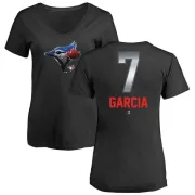 Damaso Garcia Women's Toronto Blue Jays Midnight Mascot V-Neck T-Shirt - Black