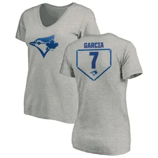 Damaso Garcia Women's Toronto Blue Jays RBI Slim Fit V-Neck T-Shirt - Heathered Gray