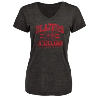 Damian Lillard Women's Portland Trail Blazers Black Baseline Tri-Blend T-Shirt