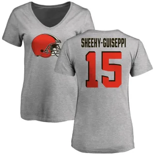 Damon Sheehy-Guiseppi Women's Cleveland Browns Name & Number Logo Slim Fit T-Shirt - Ash