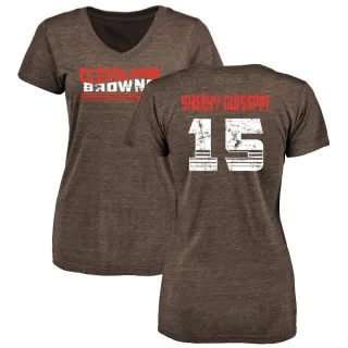 Damon Sheehy-Guiseppi Women's Cleveland Browns Retro Tri-Blend V-Neck T-Shirt - Brown