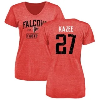 Damontae Kazee Women's Atlanta Falcons Distressed Name & Number Tri-Blend T-Shirt - Red