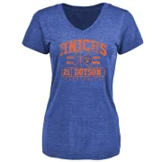 Damyean Dotson Women's New York Knicks Royal Baseline Tri-Blend T-Shirt