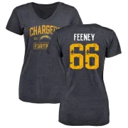 Dan Feeney Women's Los Angeles Chargers Distressed Name & Number Slim Fit V-Neck T-Shirt - Navy