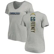 Dan Feeney Women's Los Angeles Chargers Name & Number Slim Fit V-Neck T-Shirt - Heather Gray