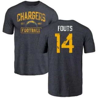 Dan Fouts Los Angeles Chargers Distressed Name & Number Tri-Blend T-Shirt - Navy