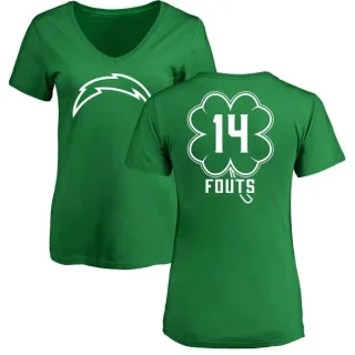 Dan Fouts Women's Los Angeles Chargers Green St. Patrick's Day Name & Number V-Neck T-Shirt