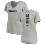 Dan Fouts Women's Los Angeles Chargers Name & Number Slim Fit V-Neck T-Shirt - Heather Gray