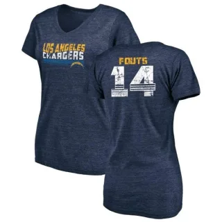 Dan Fouts Women's Los Angeles Chargers Retro Tri-Blend V-Neck T-Shirt - Navy