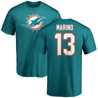Dan Marino Miami Dolphins Name & Number Logo T-Shirt - Aqua