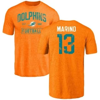 Dan Marino Miami Dolphins Orange Distressed Name & Number Tri-Blend T-Shirt
