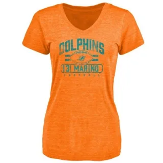 Dan Marino Women's Miami Dolphins Flanker Tri-Blend T-Shirt - Orange