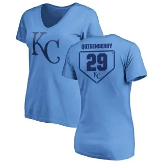 Dan Quisenberry Women's Kansas City Royals RBI Slim Fit V-Neck T-Shirt - Light Blue