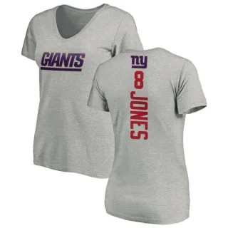 Daniel Jones Women's New York Giants Backer V-Neck T-Shirt - Ash