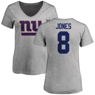 Daniel Jones Women's New York Giants Name & Number Logo Slim Fit T-Shirt - Ash